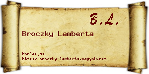 Broczky Lamberta névjegykártya